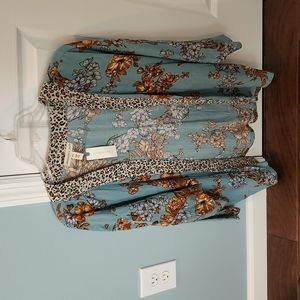 Anthropologie light turquoise blue kimono topper